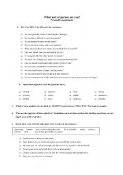 English Worksheet: Personality questionnaire