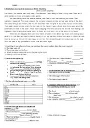 English Worksheet: past simple past continuous