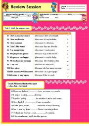 English Worksheet: Review:linkers(because, then, and, but) describing poeples wearings