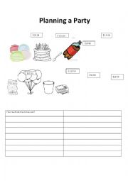 English Worksheet: planning a party
