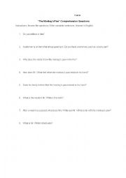 The Monkeys Paw Comprehension Questions ELL