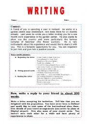 English Worksheet: WRITING. ANSWERING A LETTER to a friend. 2