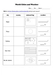 English Worksheet: World Cities and Weather