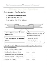English Worksheet: Teach Ss to make Yes, No Questions step by step 3