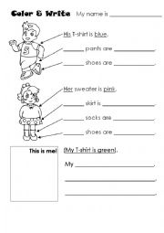 English Worksheet: his her clothes