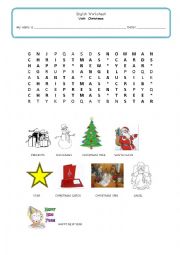 English Worksheet: Christmas Word Search