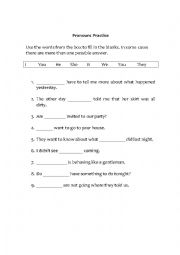 English Worksheet: Pronouns Practice