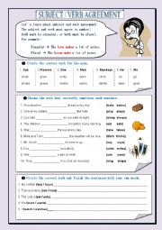 Subject-Verb Agreement - ESL worksheet by VaneV