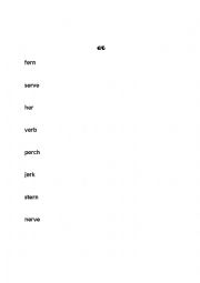 English Worksheet: R-controlled vowel (er)