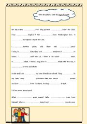 English Worksheet: (Contracted) forms of BE