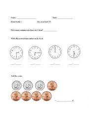 English Worksheet: Math Money