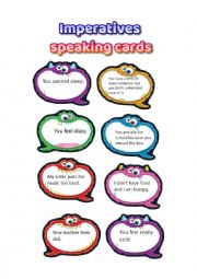 English Worksheet: Imperatives, giving advice, talking cards