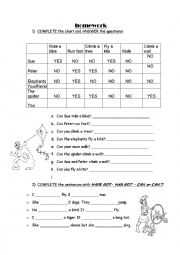 English Worksheet: CAN/ CANT