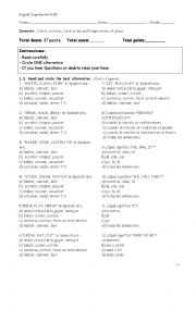 English Worksheet: Actions, verb to be and prepositions of place