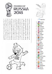 Wordsearch World Cup Russia 2018 