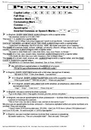 English Worksheet: PUNCTUATION 003 Capitals; Full stop; Commas; Question; Etc.