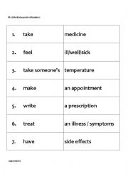 English Worksheet: Medical experts collocations