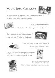 English Worksheet: At the breakfast table