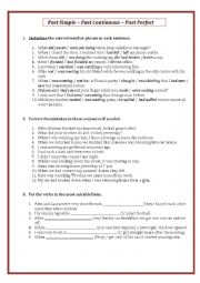 English Worksheet: Past Simple-Past Continuous-Past Perfect