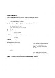 English Worksheet: Guided discovery - Going to + Vb- ing