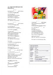 English Worksheet: all I want for christmas is you (lirics with vocabulary)