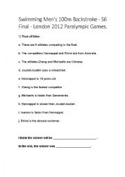 English Worksheet: Paralympics listening activity.