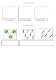 English Worksheet: classroom objects and numbers