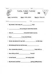 English Worksheet: Their/There/Theyre Quiz