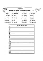 English Worksheet: Alphabetical Fish