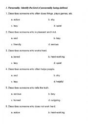English Worksheet: multiple-choice