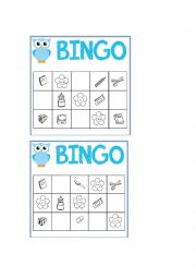English Worksheet: Bingo: School objects and colours 