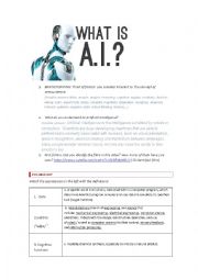 English Worksheet: Artificial Intelligence 