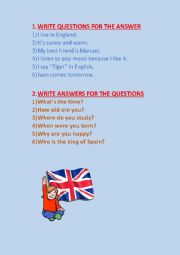 English Worksheet: Write Questions and Answers