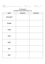 English Worksheet: Vocabulary