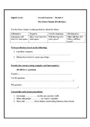 English Worksheet: The future simple ( predictions)