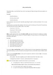 English Worksheet: Also, as well and too