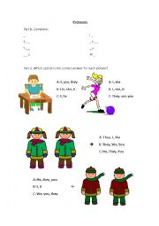 English Worksheet: Subject pronouns exercises