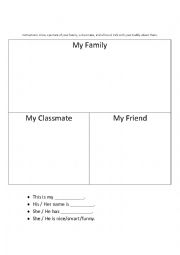 English Worksheet: My family and friends!