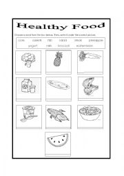 Healthy food worksheets