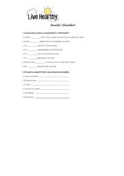 English Worksheet: Should/Shoudnt Worksheet Activity 