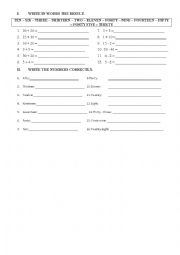 English Worksheet: Numbers 1 - 50