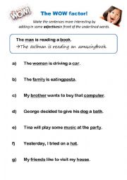 English Worksheet: The WOW Factor - Adjectives