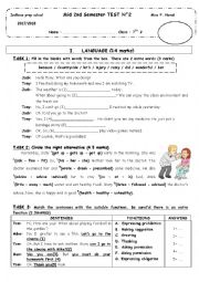 English Worksheet: Mid 2nd semester test 2 (7th grade)