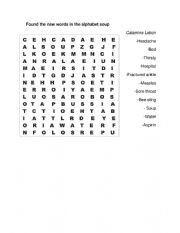 English Worksheet: alphabet soup EMERGENCIES