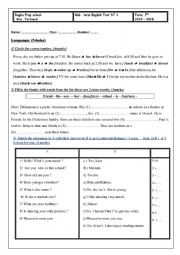 English Worksheet: mid-term test n1