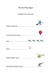 English Worksheet: Winnie flies again