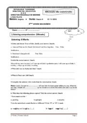 English Worksheet: 2nd form mid term test1