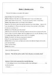 English Worksheet: Module 1 Roundup session for 8th form