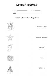 English Worksheet: CHRISTMAS MATCHING ACTIVITY