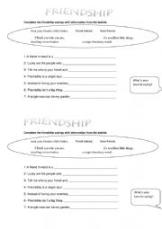 English Worksheet: Friendship